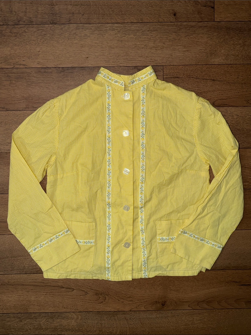 Olivia Latinovich Size Extra Small Love Top In Yellow Dainty Gingham Checker XS